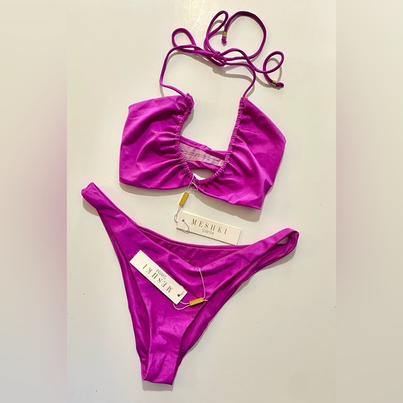 Meshki Other - NWT Meshki Andie Ruched String Side Bikini Briel Swimsuit Size XL